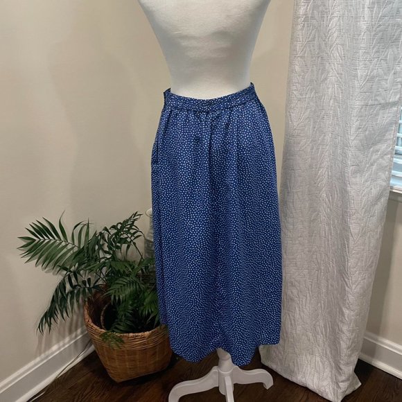 Vintage 1980's Blue and White Midi Skirt  By Joan Leslie - Picture 7 of 8